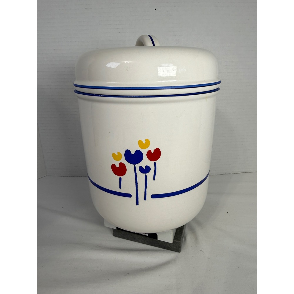 Riva Designs Tulips Ceramic Canister Vintage White Blue Red Yellow Japan